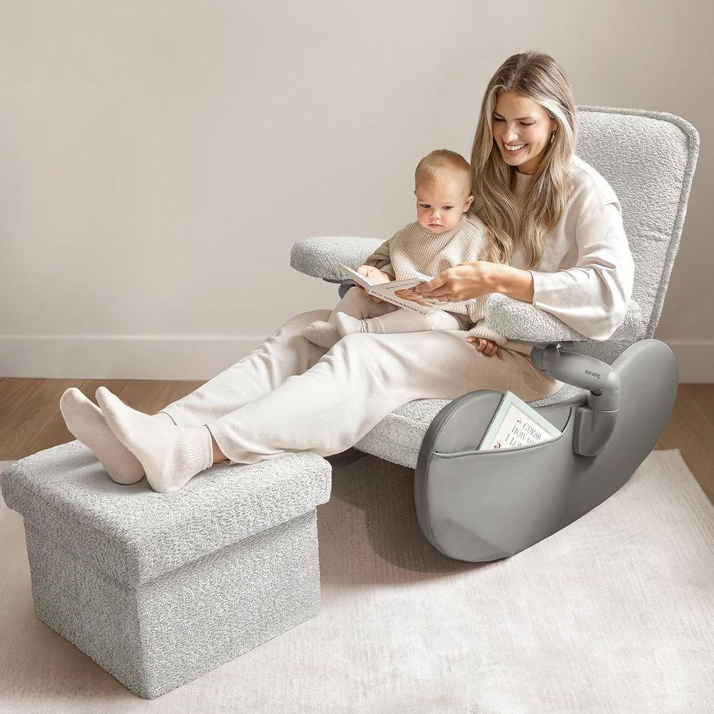 Rocking Chair Nursery - 오토만이 있는 덮개형 흔들의자, 편안한 모유