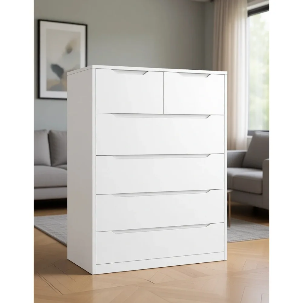 Drawer Dresser White - 침실, 현관, 복도용 6개의 나무 서랍이