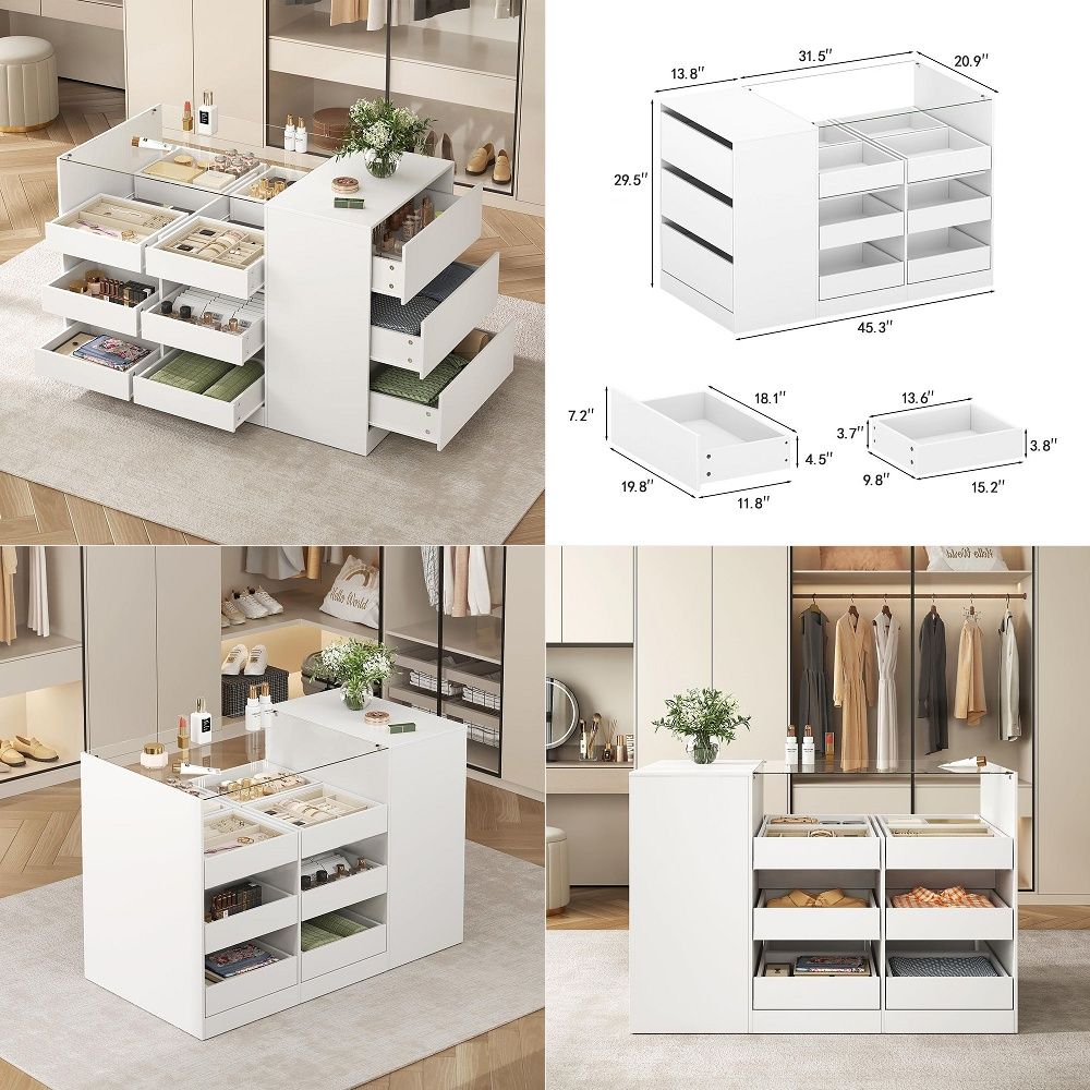 Drawer Dresser White - 서랍이 있는 옷장 아일랜드, 옷장 아르무아르