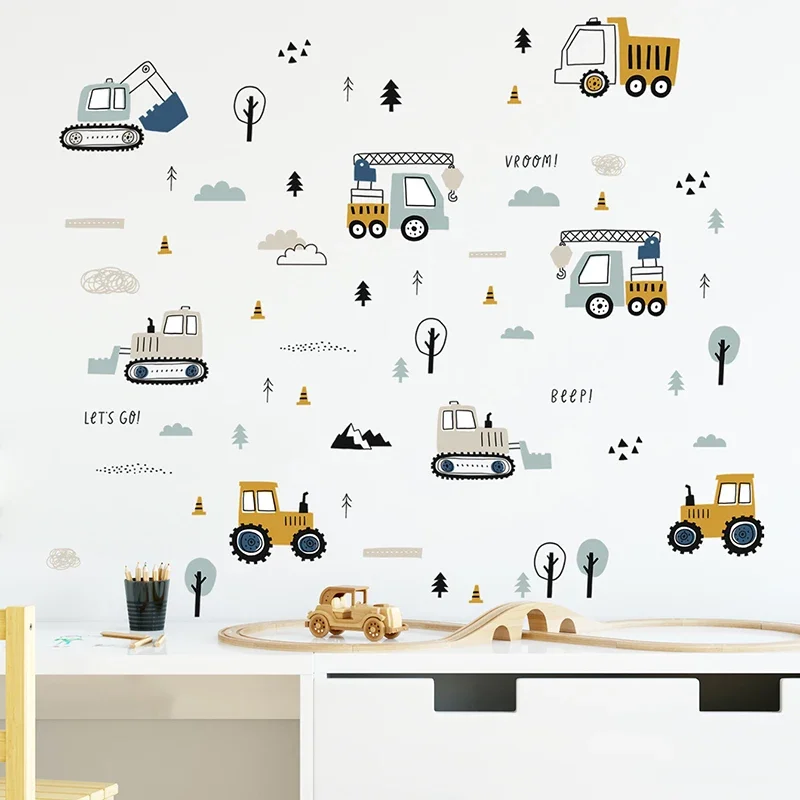 Baby Nursery Design - 손으로 그린 ​​귀여운 자동차 화물 트럭