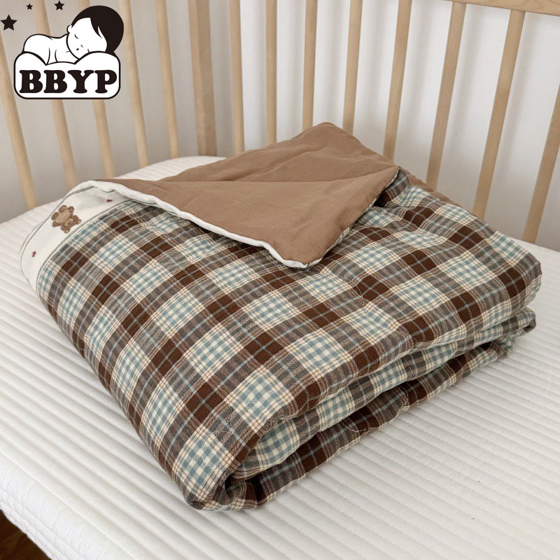 Baby Nursery Bedding - 어린이를 위한 통기성 그리드 린넨 퀼트