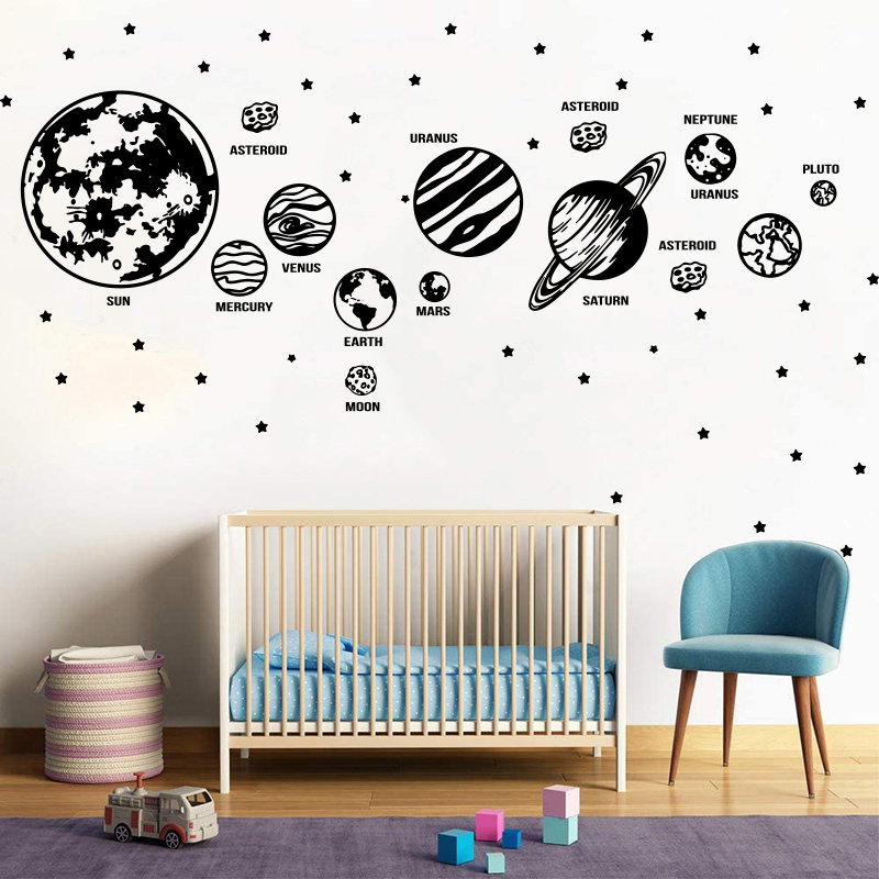 Baby Nursery Design - 대형 행성 태양계 별 천문학 벽