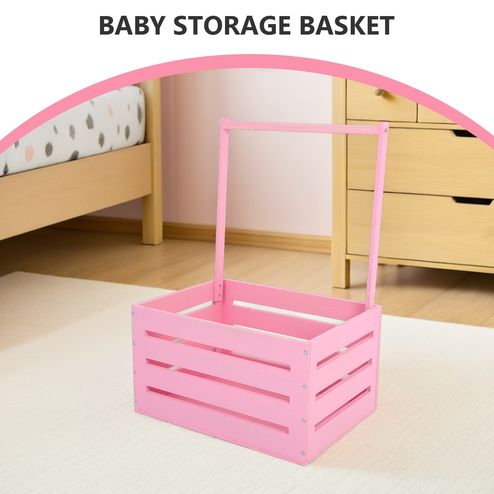 Baby Nursery Laundry Basket - 1pcs 손잡이가있는 나무 아기 의류 보관