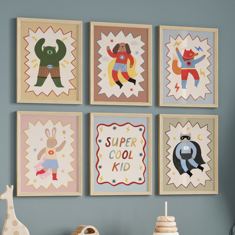 Baby Nursery Design - 재미있는 만화 슈퍼 쿨 키즈 어린이방