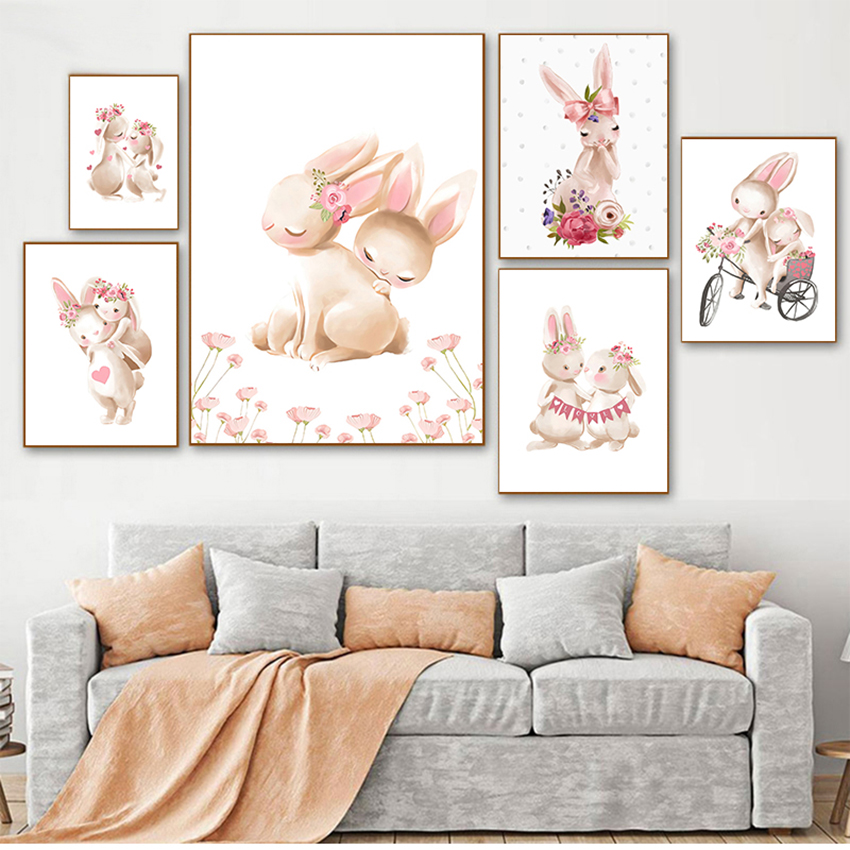 Baby Nursery Pink - 핑크 꽃 만화 그림 소녀 아기
