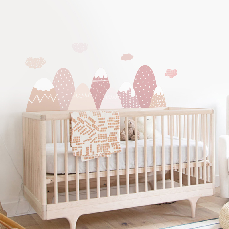 북유럽 가정 장식 따뜻한 열기구 핑크 산 벽 스티커,  - Baby Nursery Pink 리뷰 및 가격