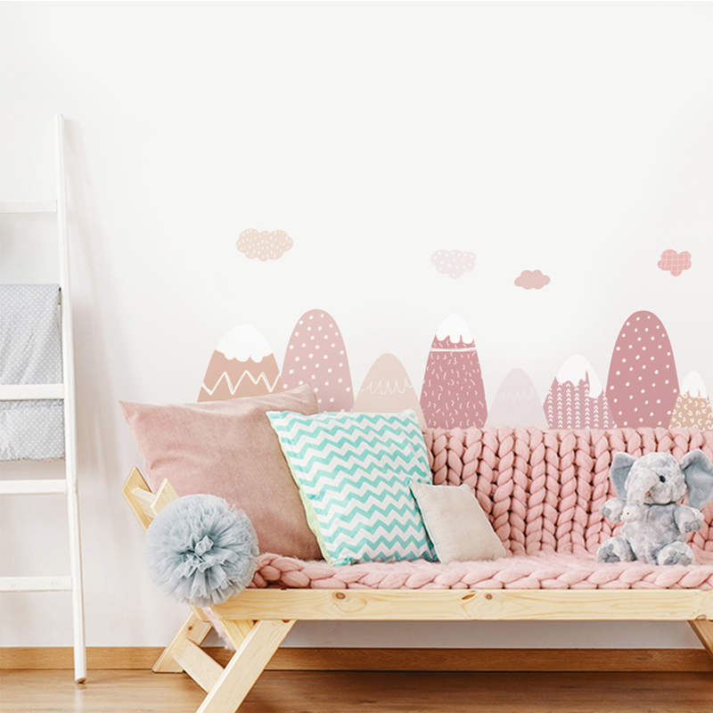 북유럽 가정 장식 따뜻한 열기구 핑크 산 벽 스티커,  - Baby Nursery Pink 리뷰 및 가격