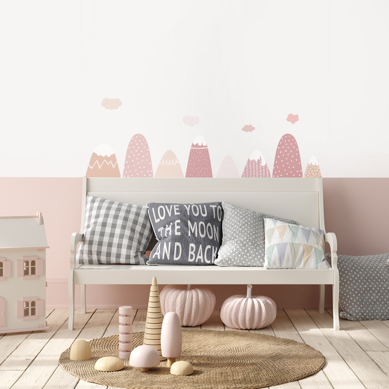 북유럽 가정 장식 따뜻한 열기구 핑크 산 벽 스티커,  - Baby Nursery Pink 리뷰 및 가격