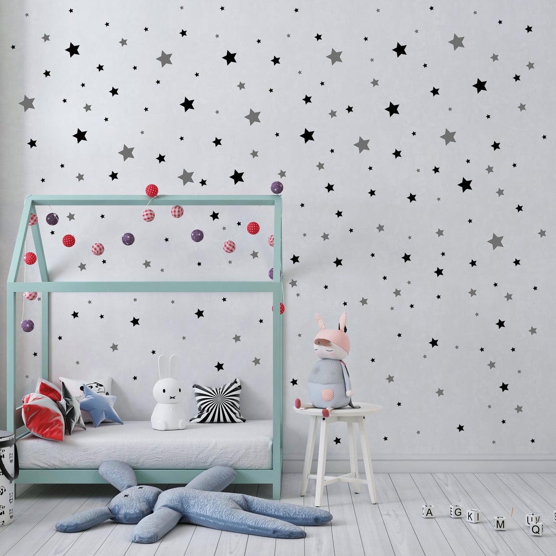 만화 별 벽 스티커 아기 보육원 어린이, 북유럽 기하학 - Baby Nursery Design 리뷰 및 가격