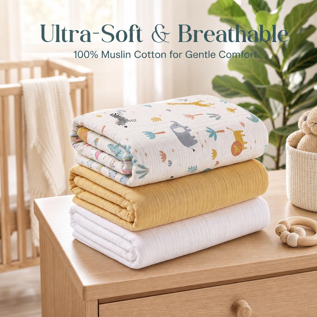 3팩 아기 거즈 속싸개 100% 순면 부드럽고 통기성  - Baby Nursery Bedding 리뷰 및 가격
