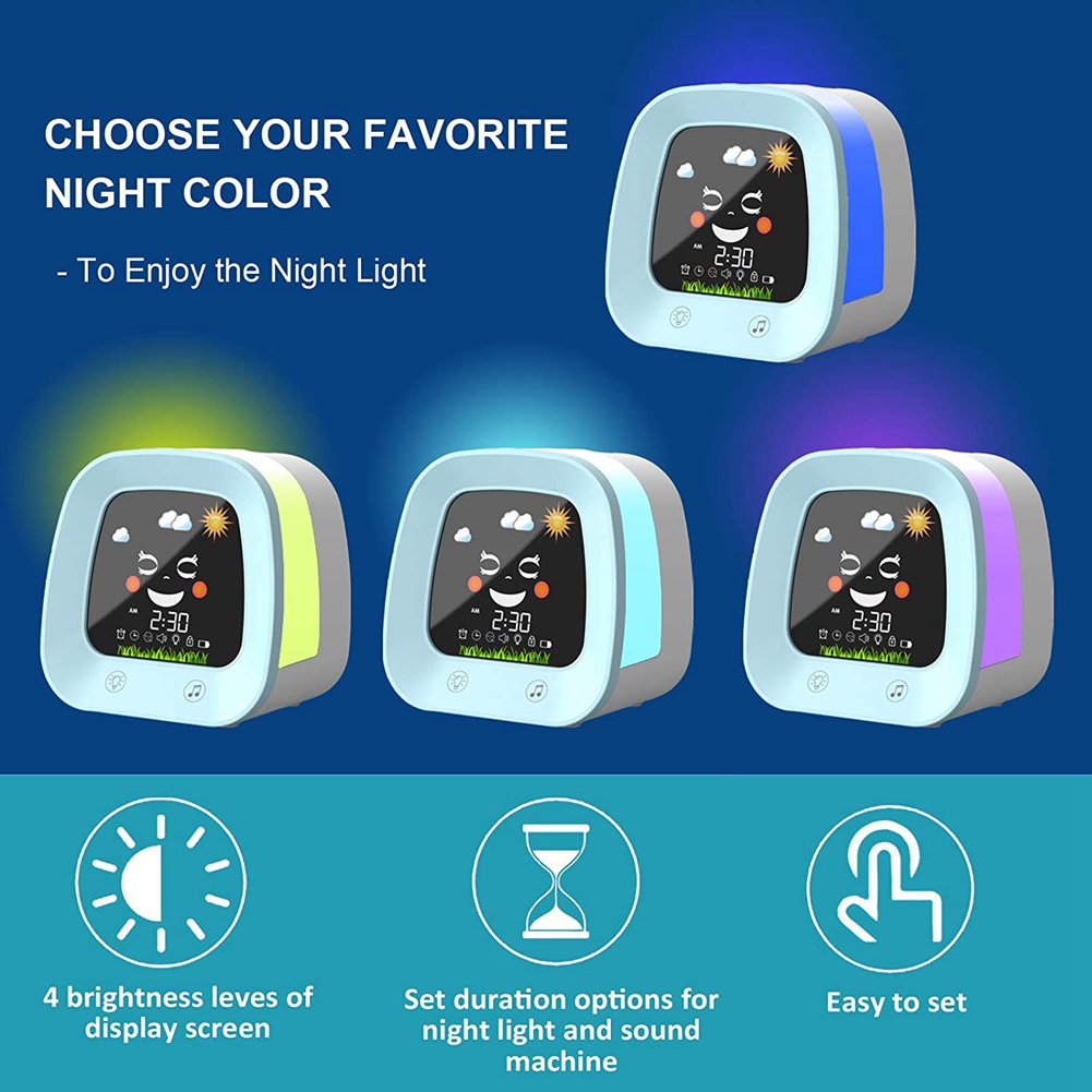 A23E-1 어린이를 위한 알람 시계 세트 4가지 색상 - Sound Sleep Trainer Clock 리뷰 및 가격