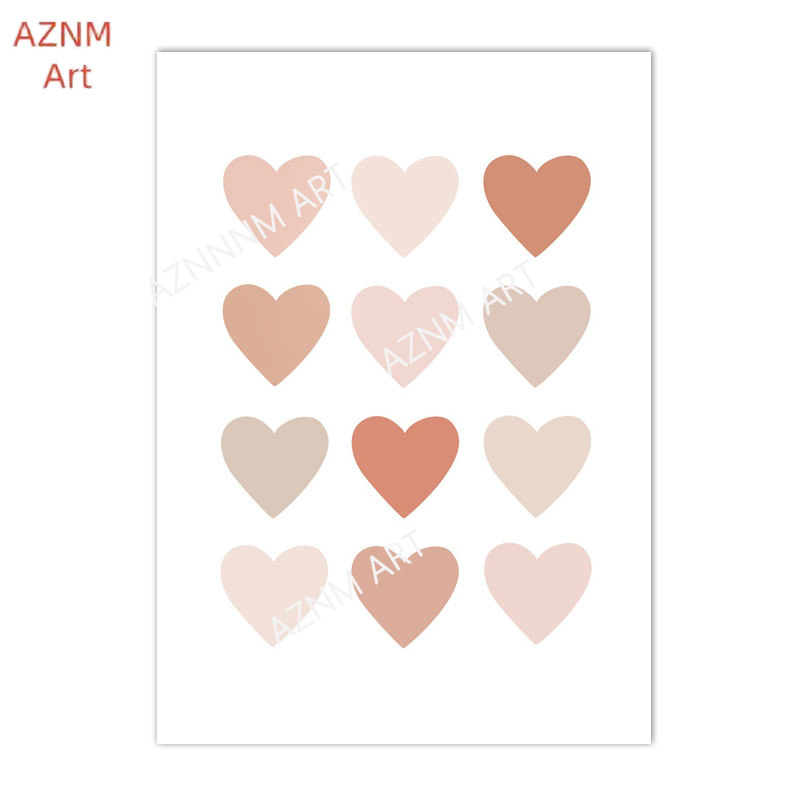 1/3PCS, 만화 하트 무지개 핑크 벽 아트 포스터  - Baby Nursery Pink 리뷰 및 가격