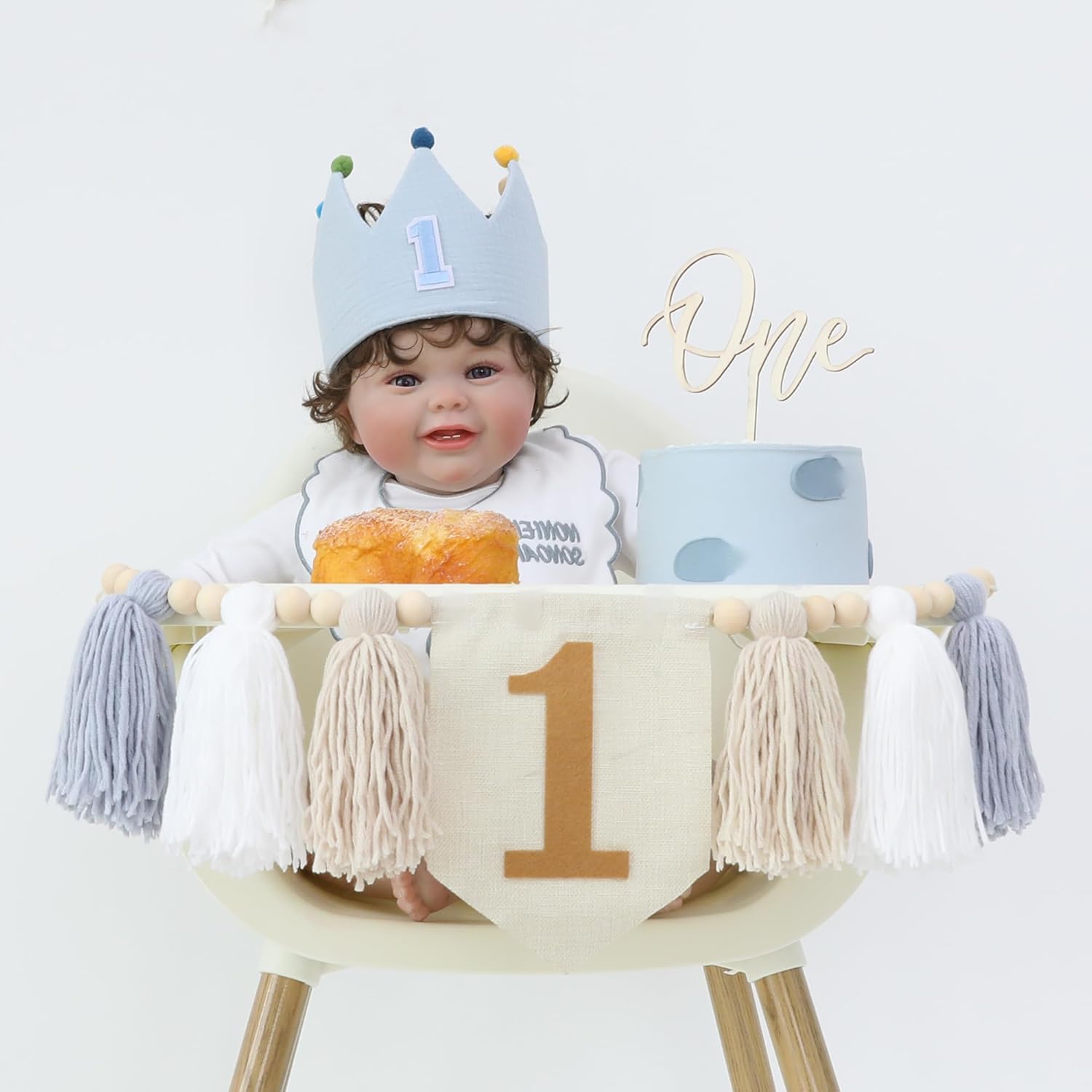 아기 첫 번째 생일 파티 장식 블루 하이 의자 배너 배 - Baby Nursery Chair 리뷰 및 가격