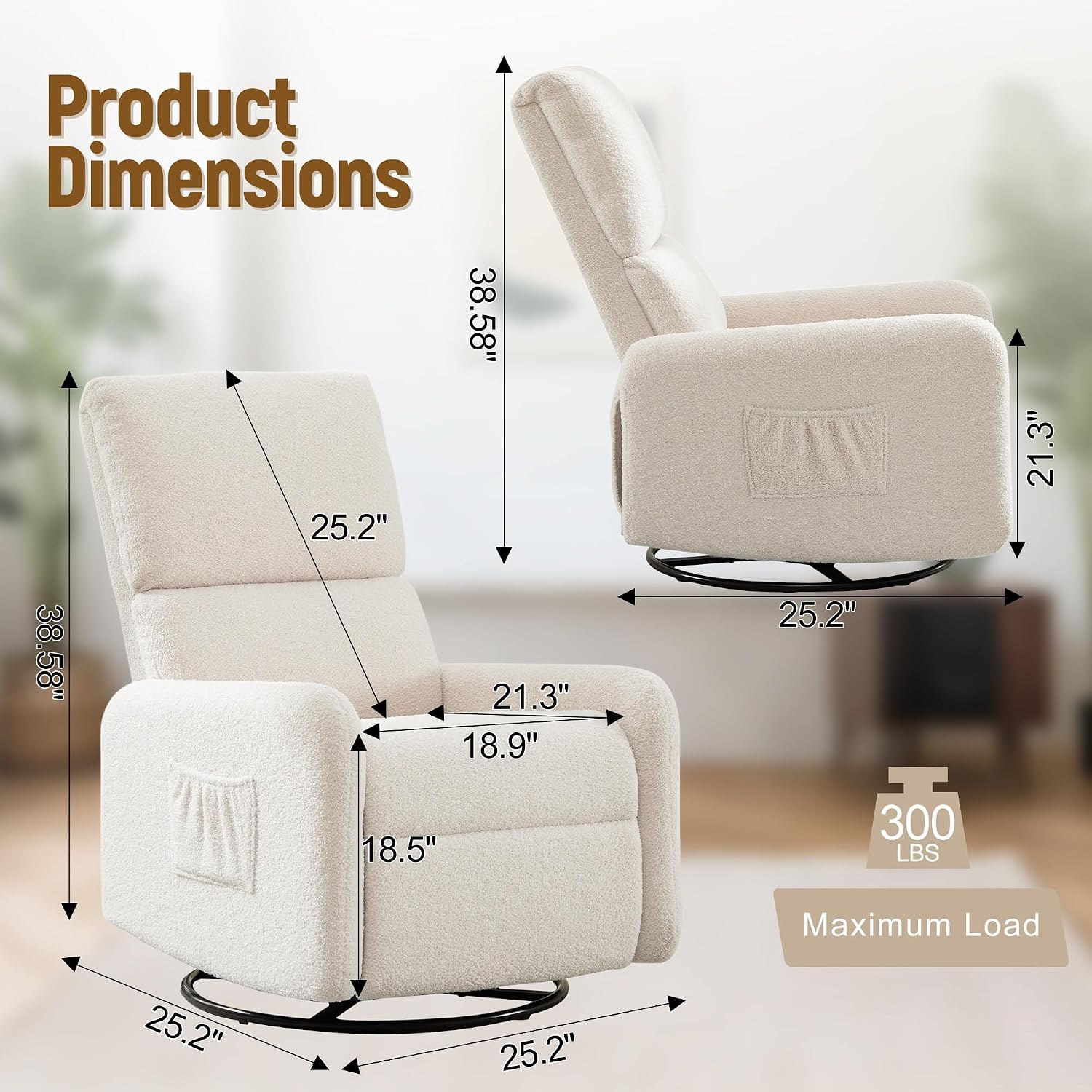 360 °   흔들의자, 사이드 포켓이 있는 아기용 흔 - Rocking Chair Nursery 리뷰 및 가격