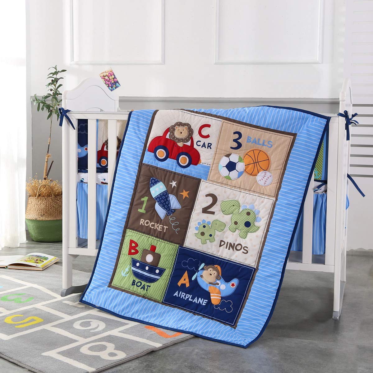유아용 침대 침구 세트, 통기성 유아 보육실, 4 범퍼 - Baby Nursery Bedding 리뷰 및 가격
