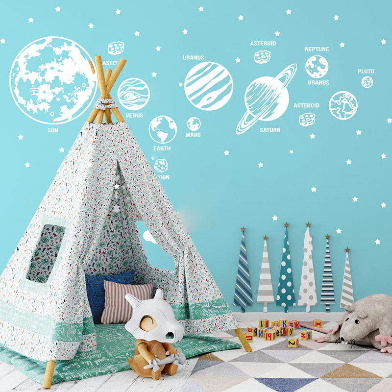 대형 행성 태양계 별 천문학 벽 스티커, 데칼 아기 보 - Baby Nursery Design 리뷰 및 가격