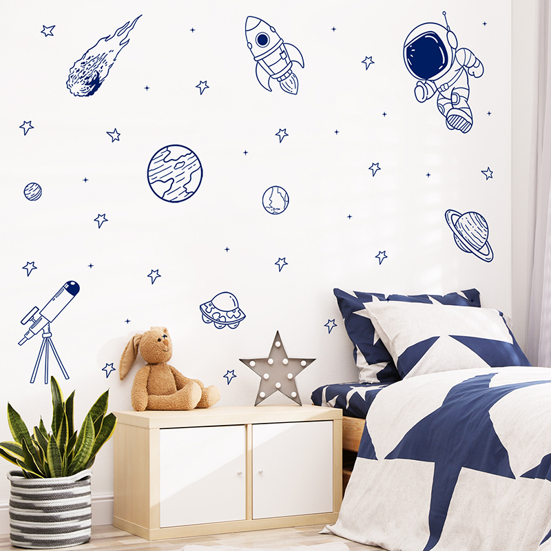 만화 우주 우주비행사 행성 로켓 벽 스티커 어린이 방  - Baby Nursery Design 리뷰 및 가격